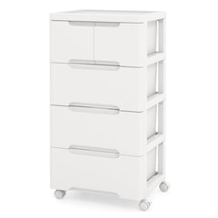 Vertical Rolling Storage Cabinet with Universal Wheels and Lockable Wheels-4 Drawers