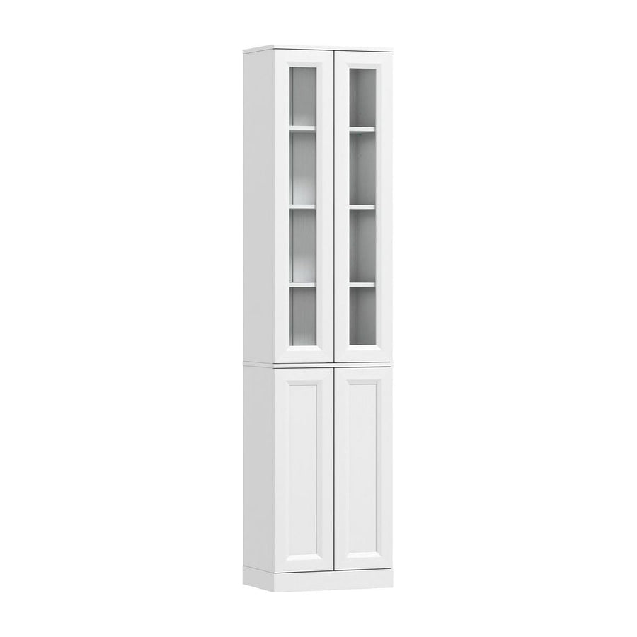HOMCOM Tall Bathroom Storage Cabinet, 6-Tier Slim Bathroom Cabinet with Adjustable Shelf, 4 Soft-Close Doors, White