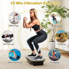Vibration Plate Exercise Machine for Lymphatic Drainage and Weight Loss with 10 Speed Intensities-Black