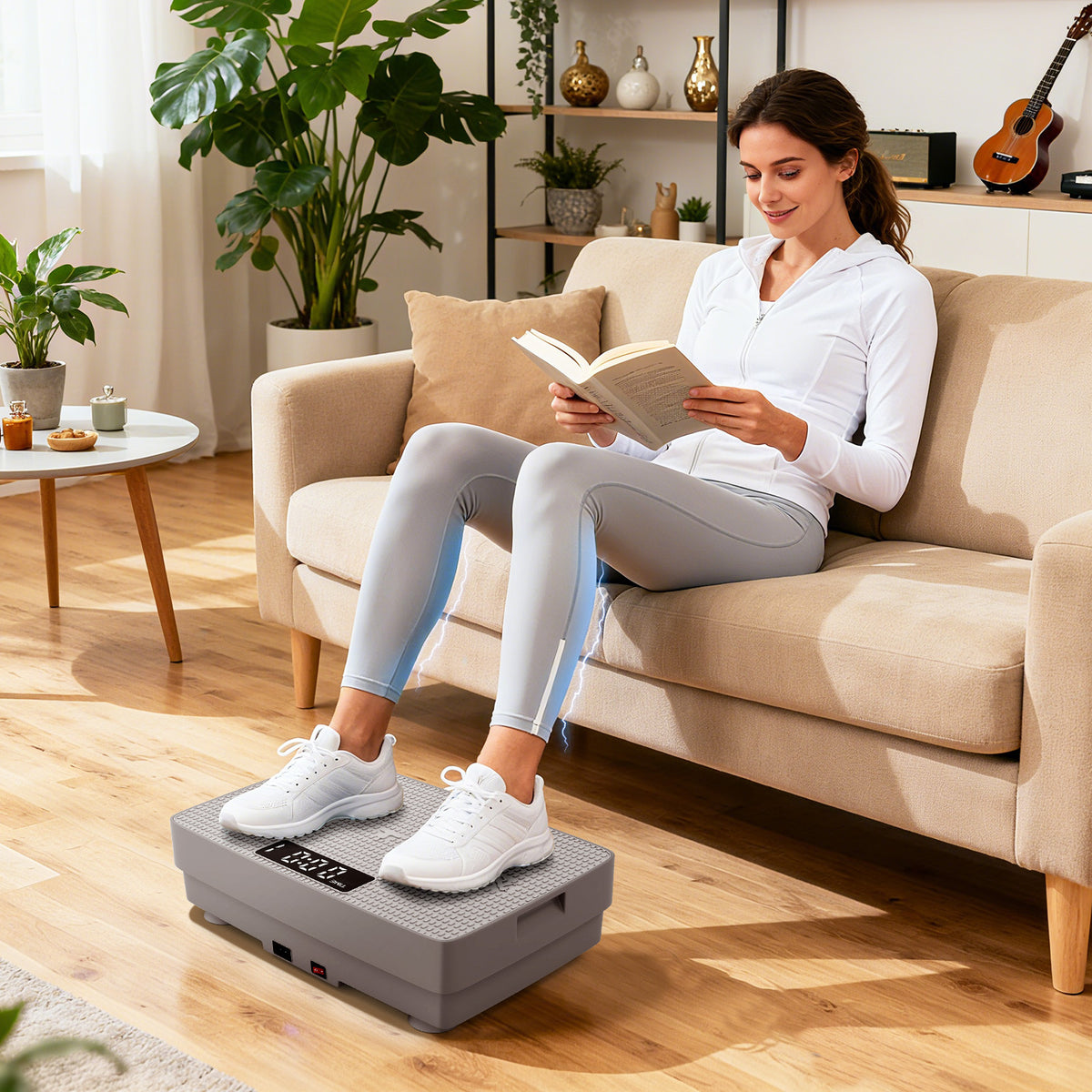 Vibration Plate Exercise Machine with Gravity Sensor and Remote Control-Grey
