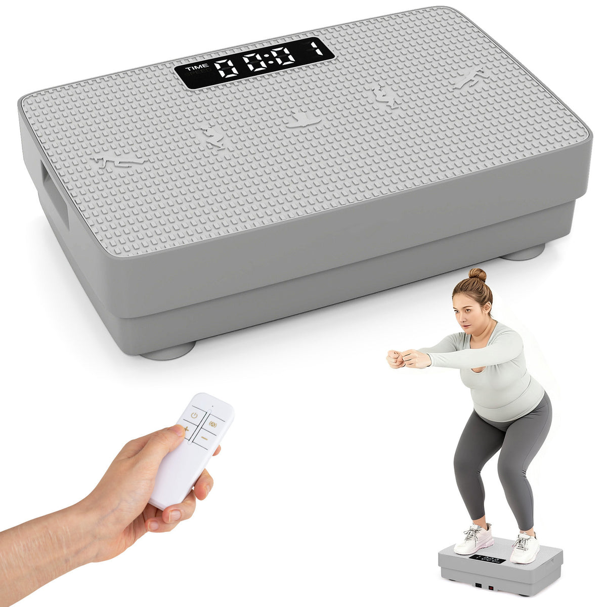 Vibration Plate Exercise Machine with Gravity Sensor and Remote Control-Grey