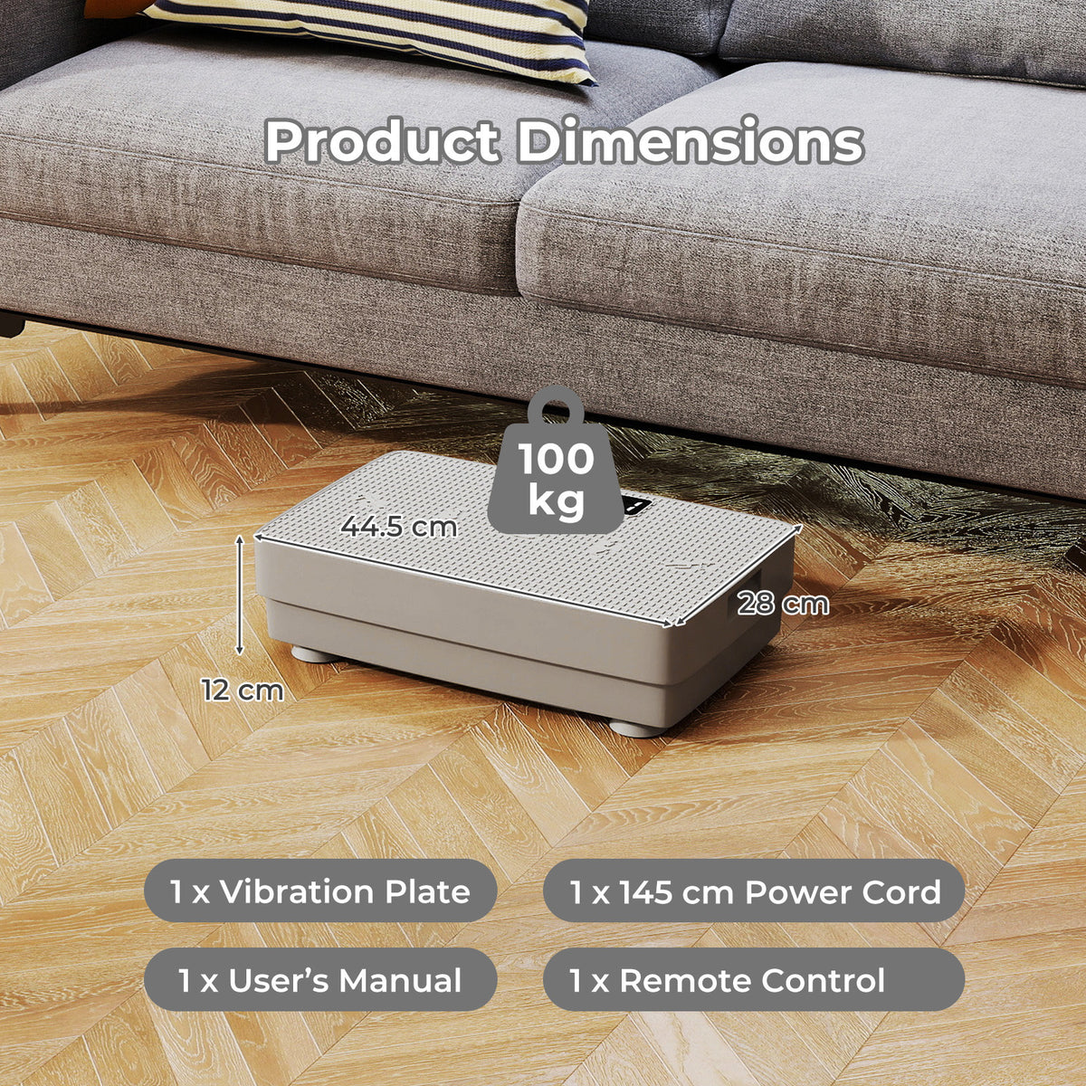 Vibration Plate Exercise Machine with Gravity Sensor and Remote Control-Grey