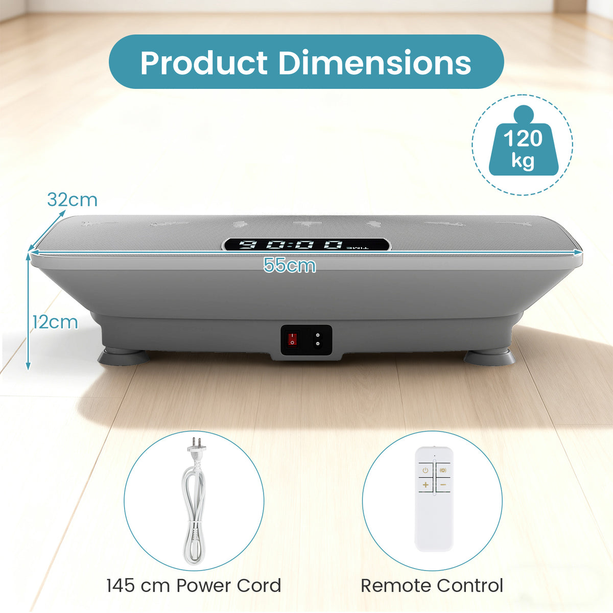 Vibration Plate Exercise Machine with Gravity Sensor for Home-Grey