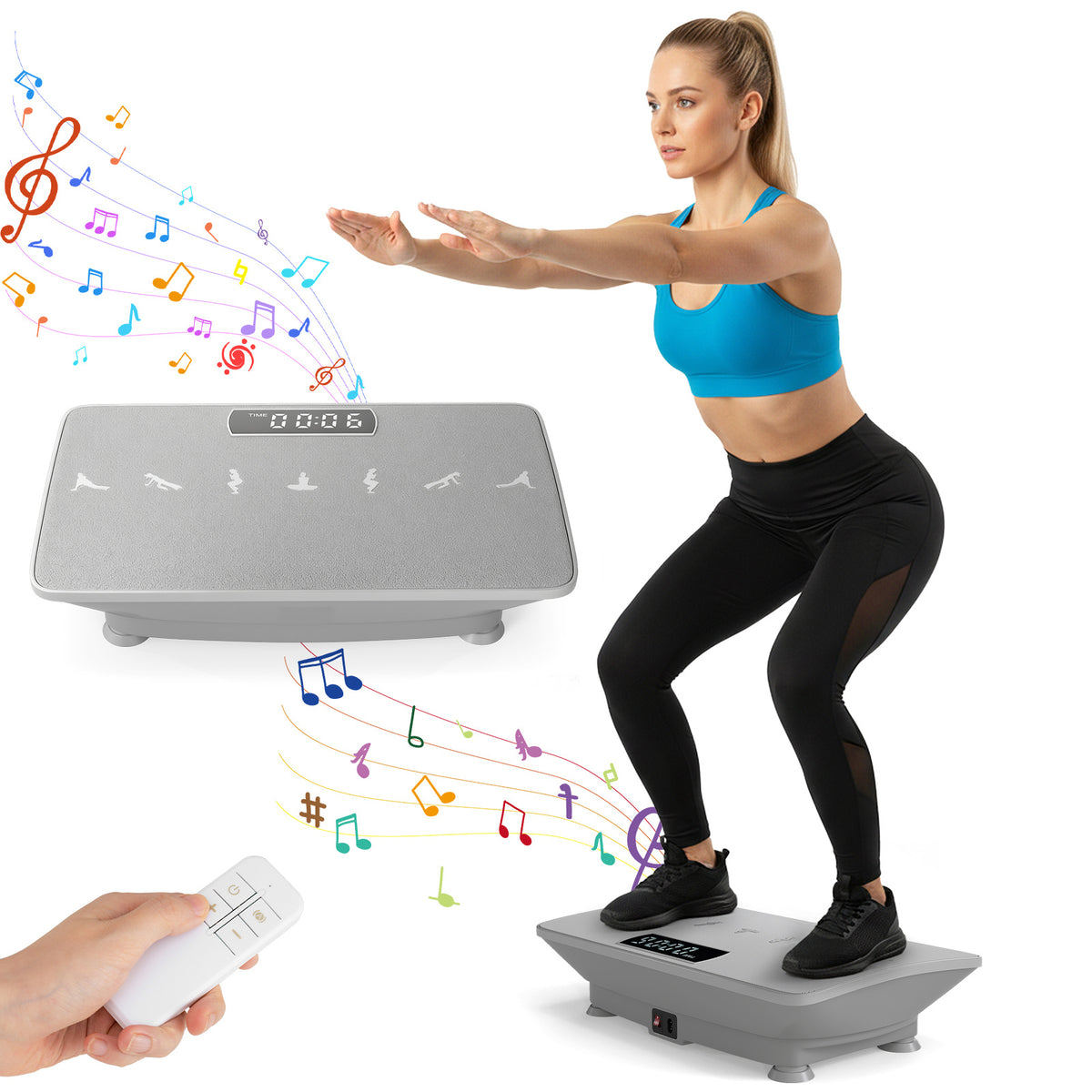 Vibration Plate Exercise Machine with Gravity Sensor for Home-Grey