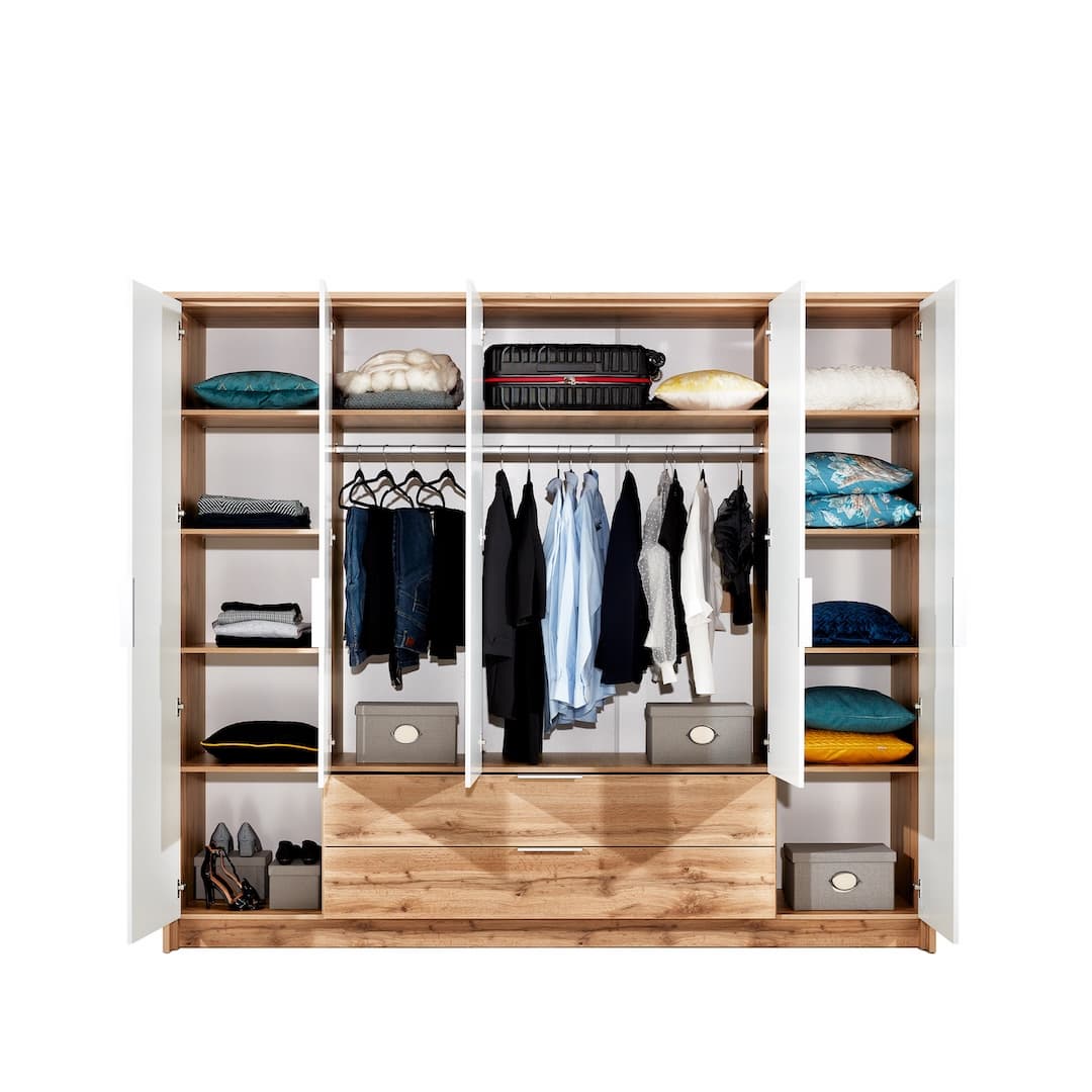 Vienna Hinged Door Wardrobe 255cm in White, image 2