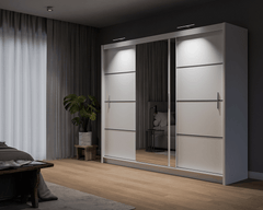 White Mirrored Sliding Door Wardrobe 250cm – MAYFAIR