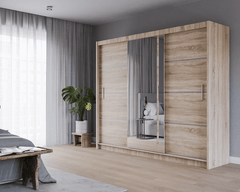 Oak Sonoma Mirrored Sliding Door Wardrobe 250cm – MAYFAIR