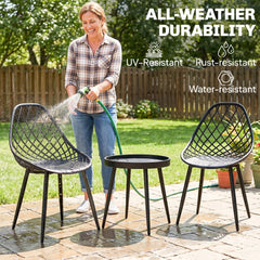 Outsunny 3-Piece Outdoor Bistro Set with 2 Chairs and Round Table for Garden, Balcony, Porch, Black