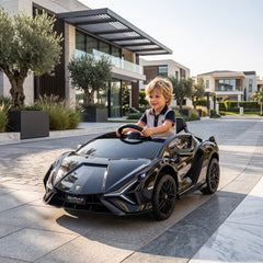 HOMCOM Lamborghini Sian Licensed Electric Car for Kids, 12V Kids Electric Ride on Car with Dual Motors, Remote Control, Black