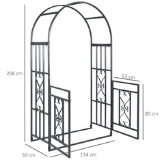 Outsunny Outdoor Garden Arch with Double Gates in Dark Grey