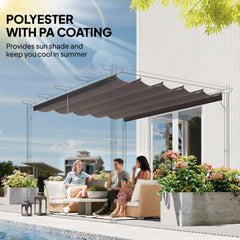 Outsunny Retractable Pergola Cover, 2.55 x 2.5 m Replacement Canopy Fabric for 3 x 3 m Frame, Roof Top Only, Light Grey