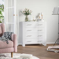 HOMCOM Bedroom Furniture Set, Drawer Chest and Nightstand, Modern White