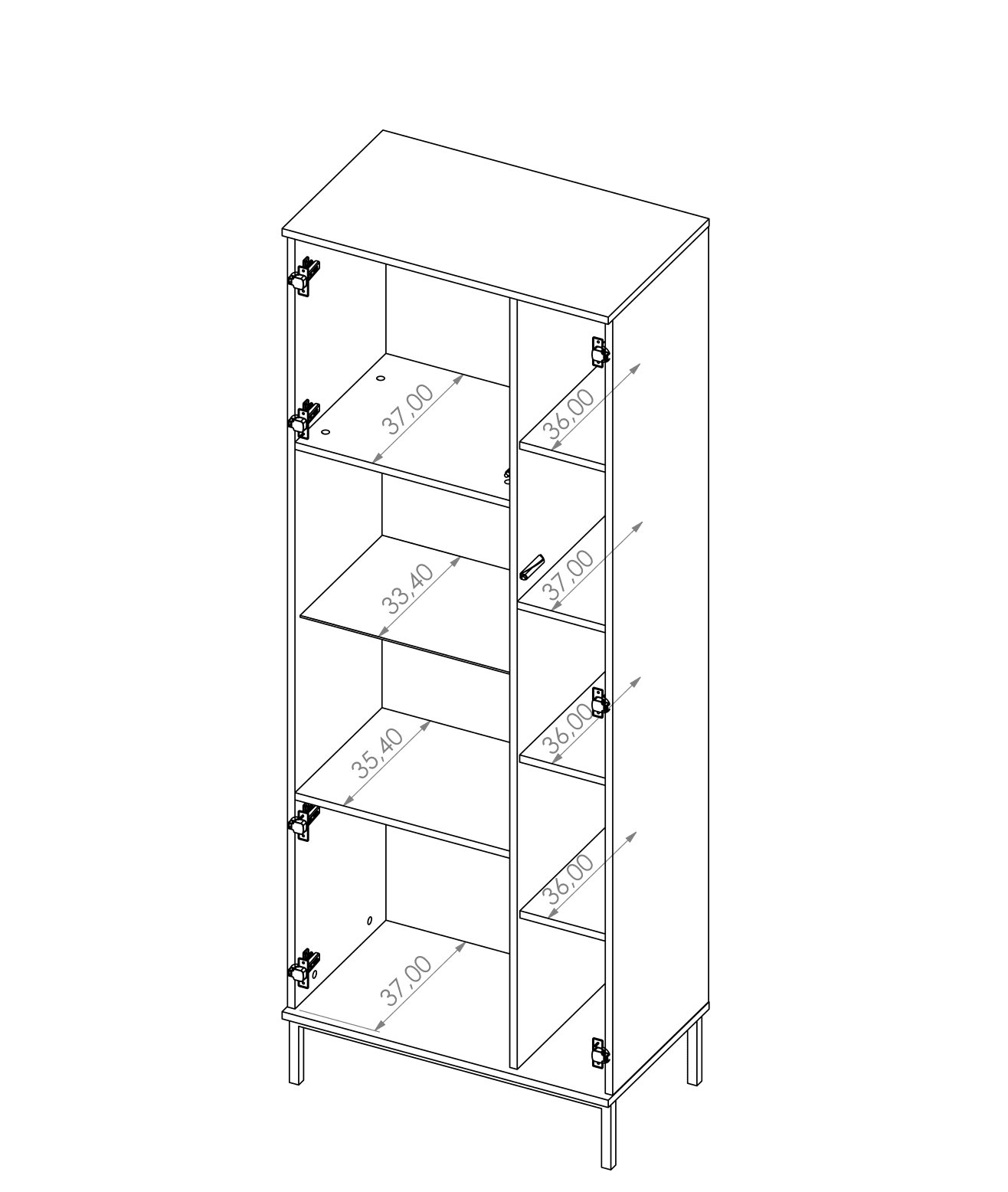 Querty 07 Tall Display Cabinet 70cm