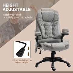 Vinsetto Massage Recliner Chair Heated Office Chair with Six Massage Points Microfiber Cloth 360 Swivel Wheels Grey