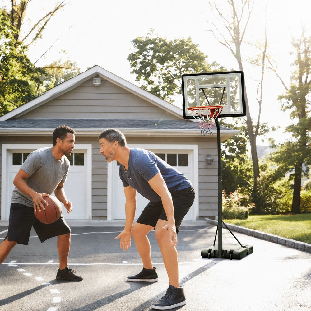 HOMCOM Portable 10ft Basketball Backboard Hoop Set Professional Outdoor Freestanding Basketball Stand with Wheels for Adults and Children, Adjustable High 2.55M-3.05M