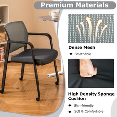 A grey office chair showing its dense mesh back and high-density sponge cushion