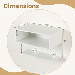 Wall Mounted Bedside Table with Storage Shelves-White