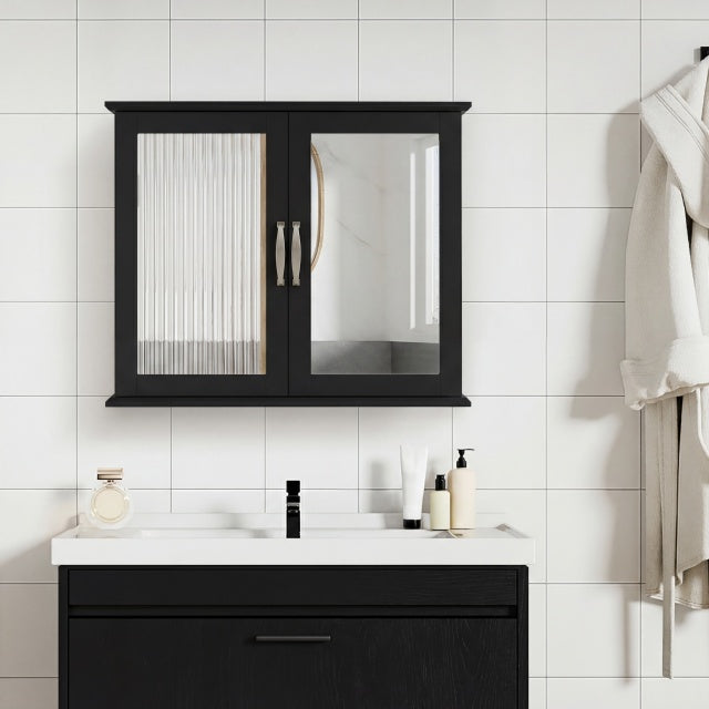 Wall-mounted Bathroom Mirror Cabinet for Bathroom Living Room-Black