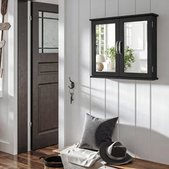 Wall-mounted Bathroom Mirror Cabinet for Bathroom Living Room-Black