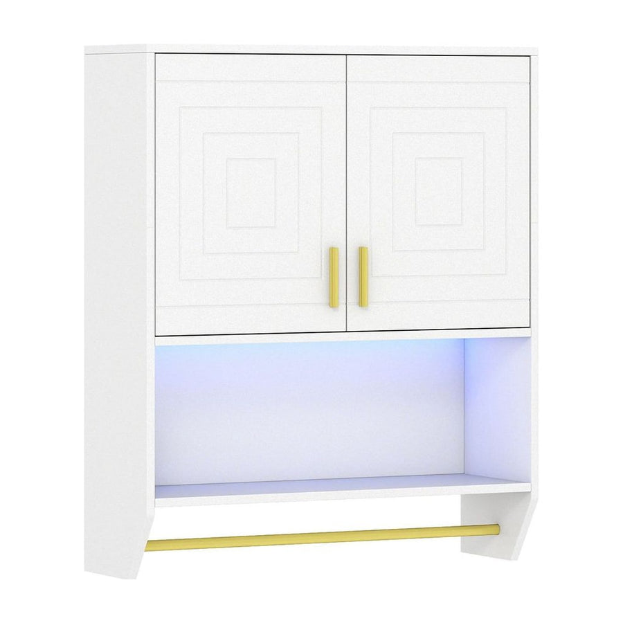 Wall Mounted Bathroom Cabinet Over the Toilet Storage Cabinet with 3-Color Lights-White