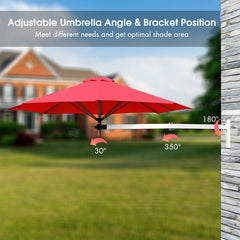 Outdoor Tilting Sunshade Umbrella with Large Shading Area-Burgundy