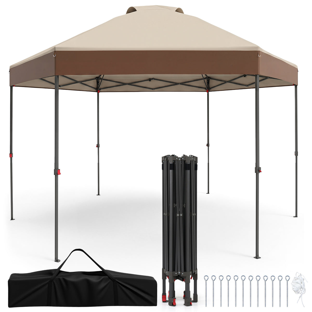 Waterproof Canopy Tent with Carry Bag Pegs and Wind Ropes for Outdoor Events-White