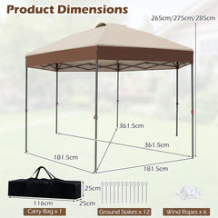 Waterproof Canopy Tent with Carry Bag Pegs and Wind Ropes for Outdoor Events-White