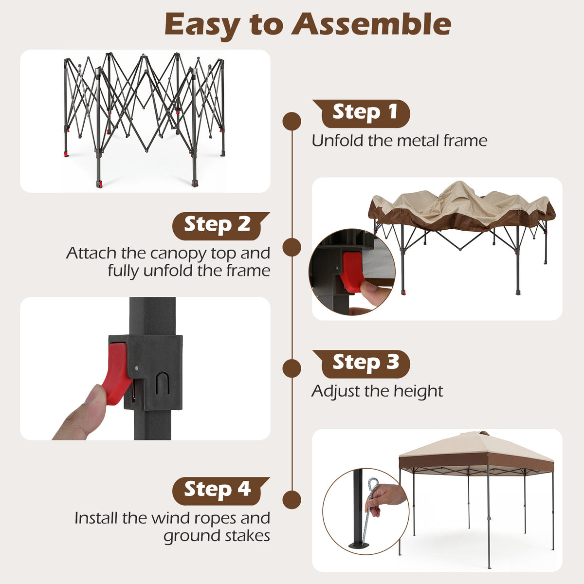 Waterproof Canopy Tent with Carry Bag Pegs and Wind Ropes for Outdoor Events-White