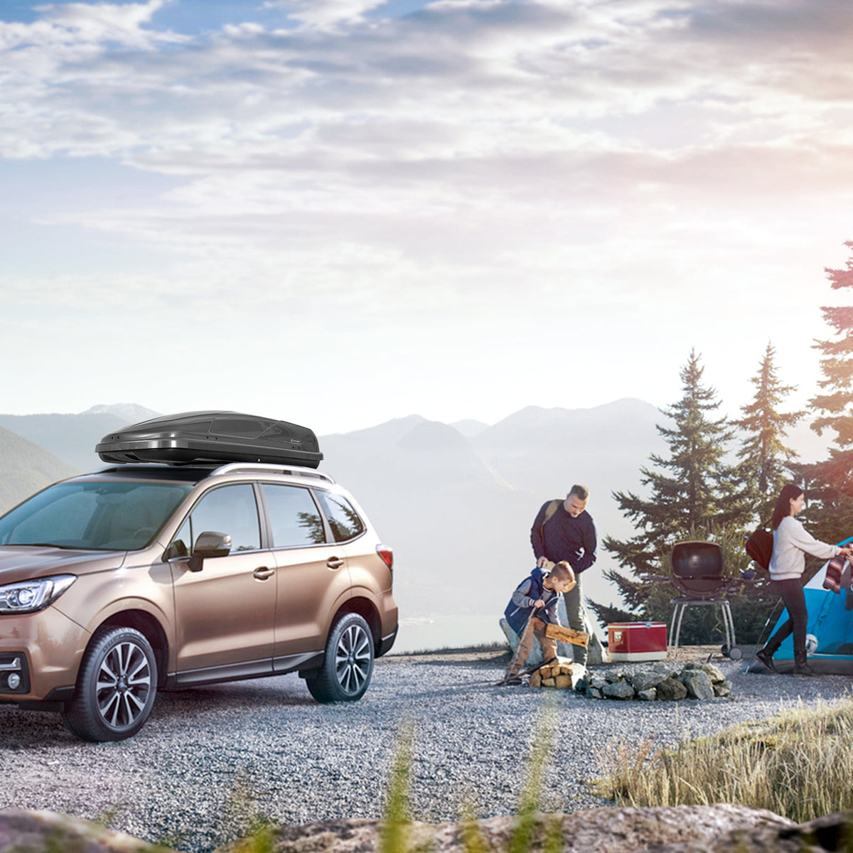 400L Car Rooftop Cargo Box in Grey, image 2