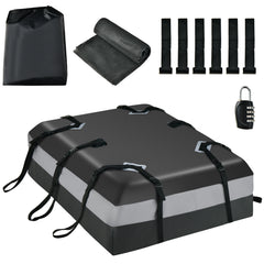 The garage storage bag shown with its included non-slip mat, straps, storage pouch and padlock