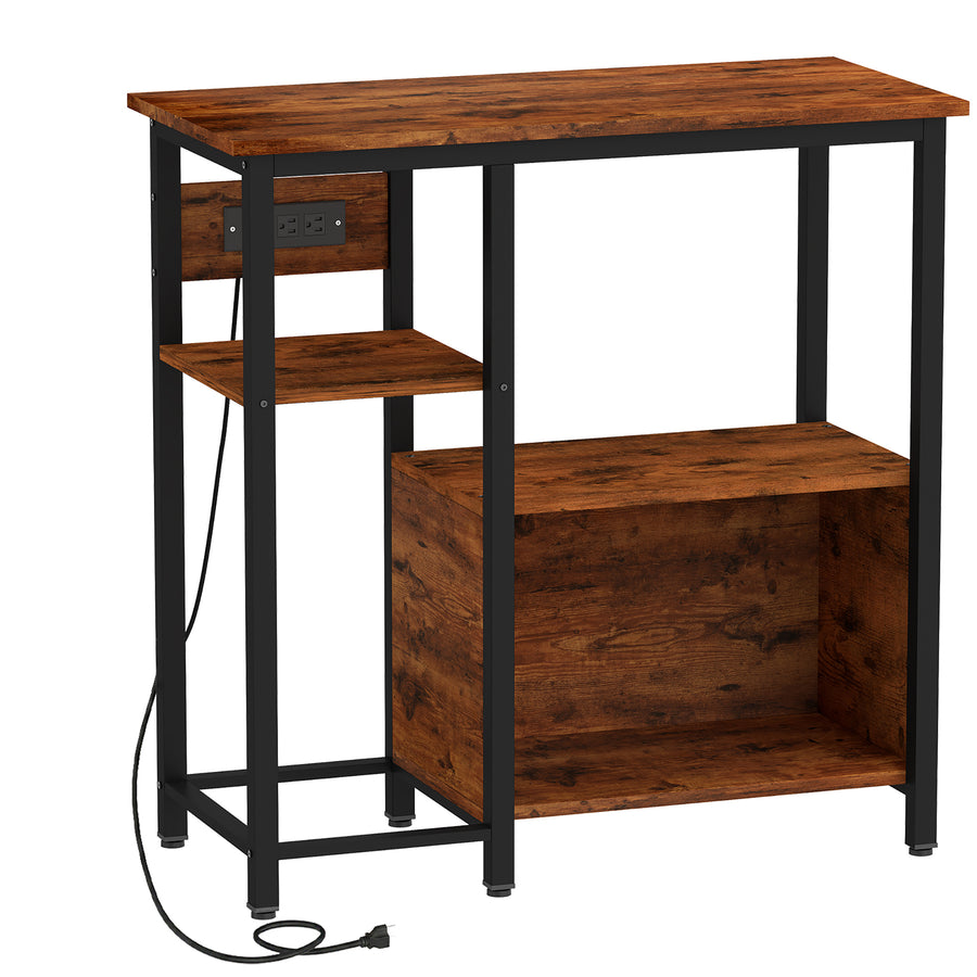 PawHut Fish Tank Stand with Power Outlets Aquarium Stand with Cabinet 20-29 Gallon Tanks Tiger Wood Grain