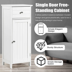 3-Tier Free-Standing Bathroom Cabinet with Drawer-White