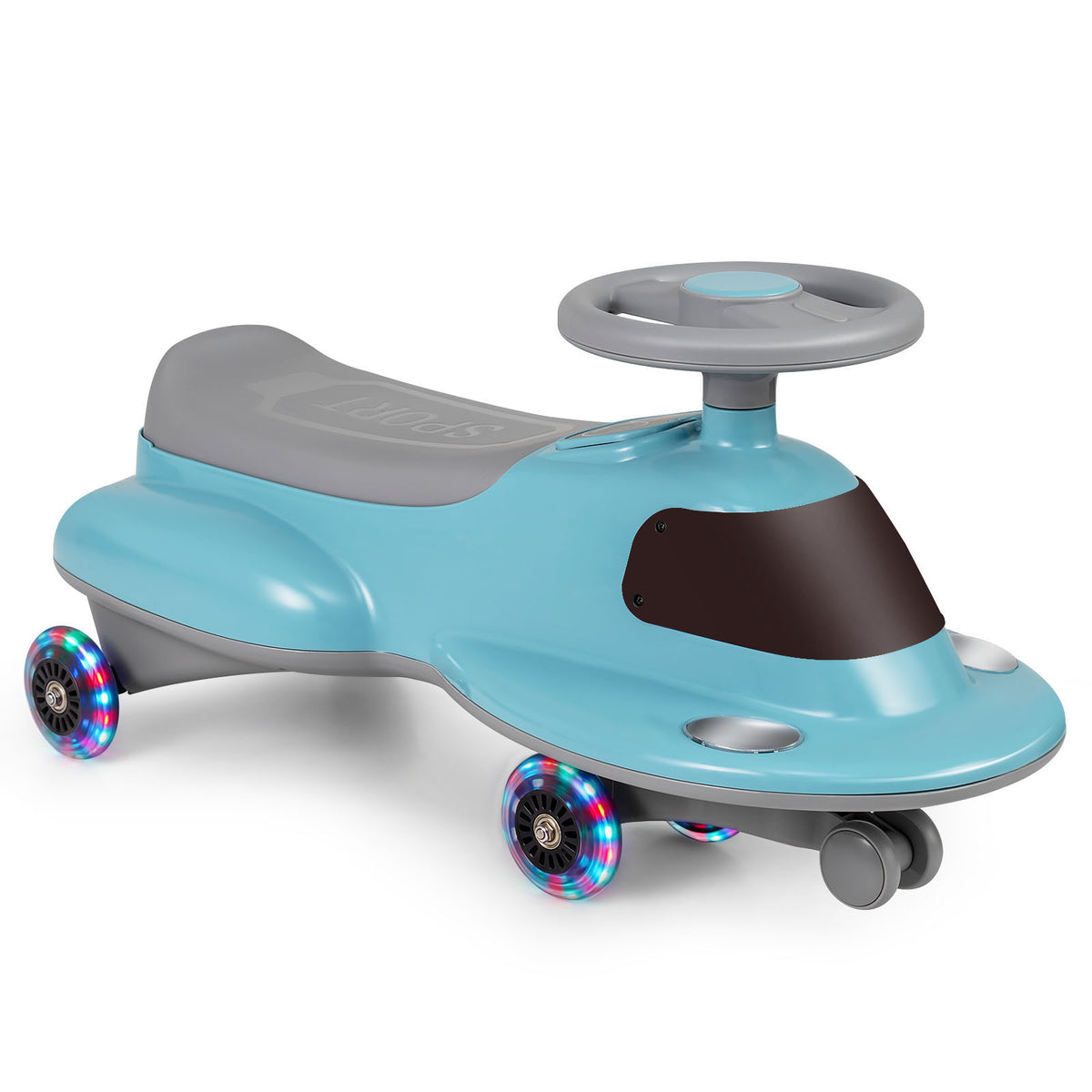 Wiggle Car with Under-seat Storage and LED Flashing Wheels-Blue