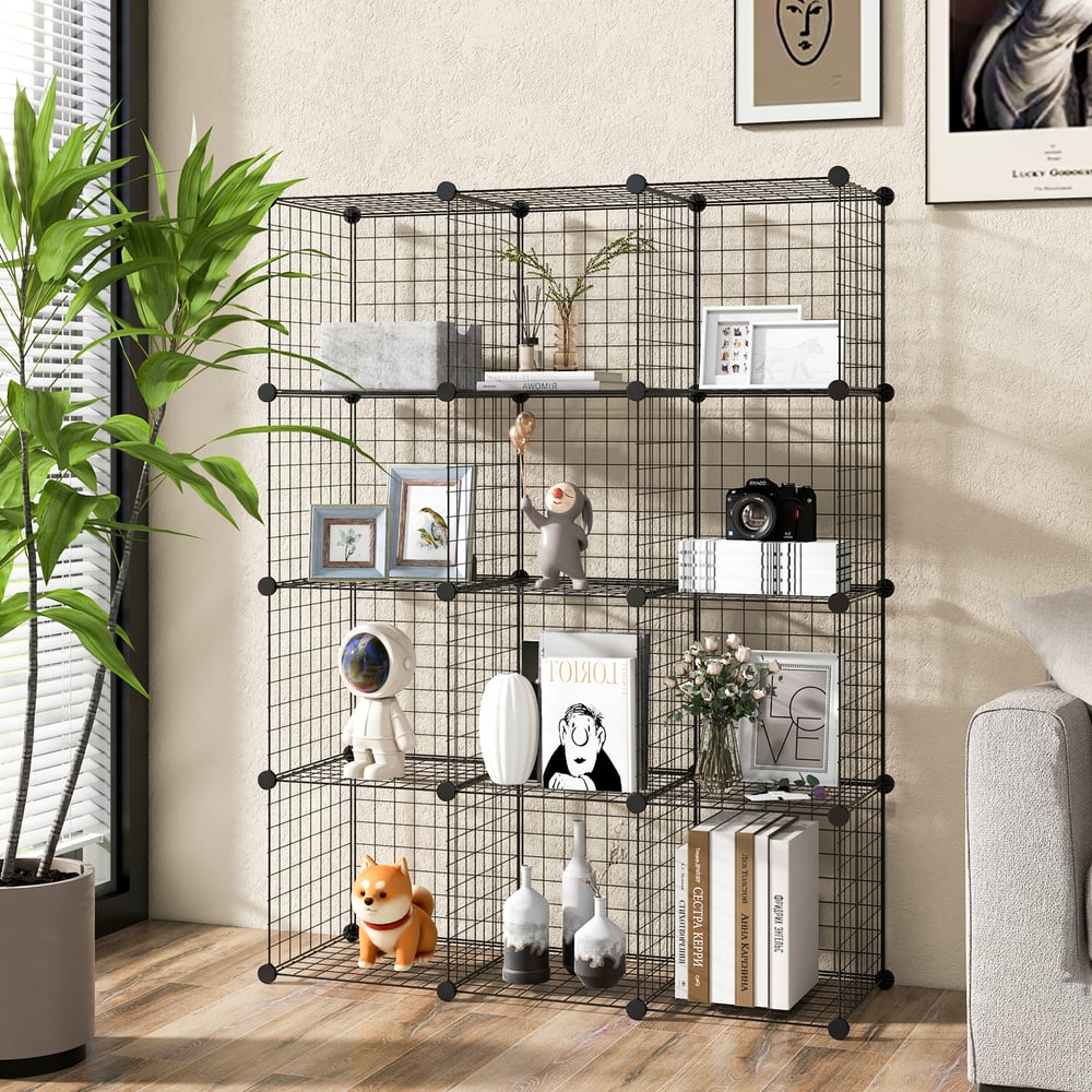 The storage unit filled with books, ornaments and a camera in a living room