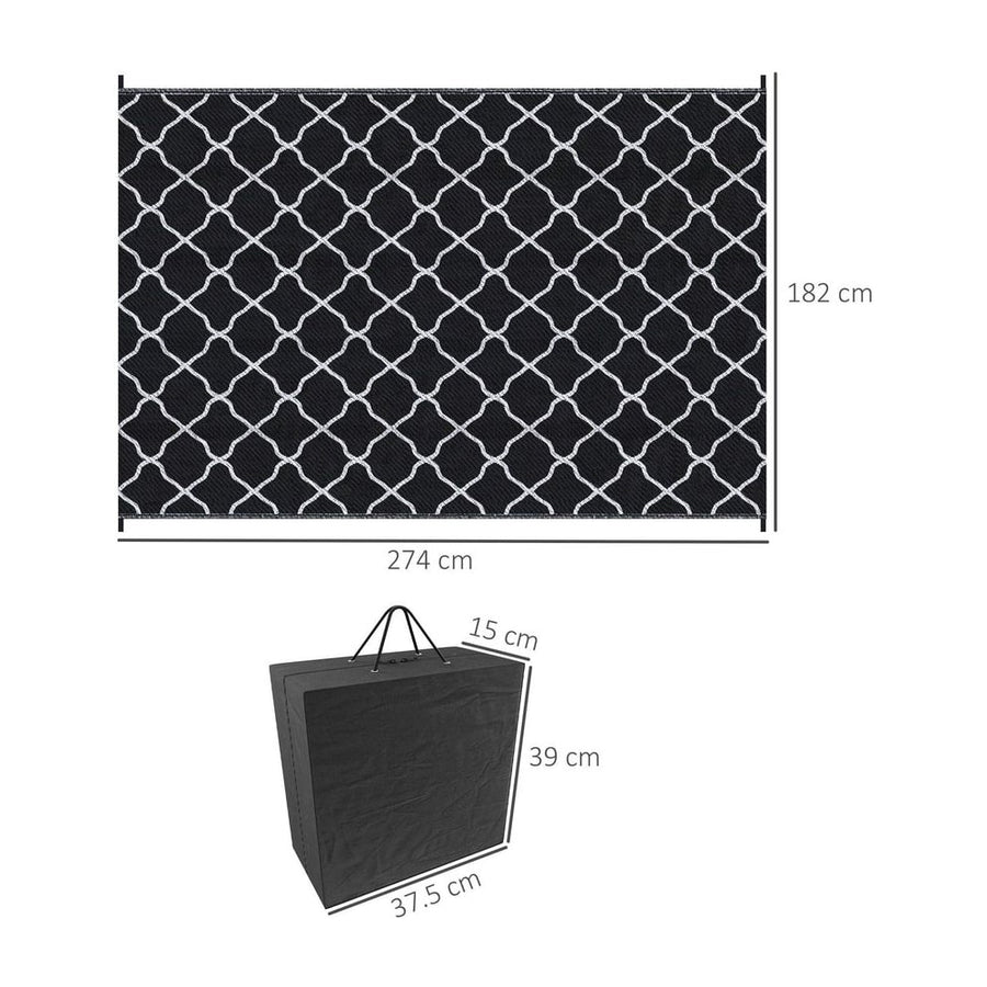 Outsunny Reversible Outdoor Rug, Plastic Straw Mat w/ Carry Bag Ground Stakes for Garden RV Picnic Beach Camping 182x274cm