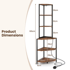A diagram showing the dimensions of the wooden corner shelf unit