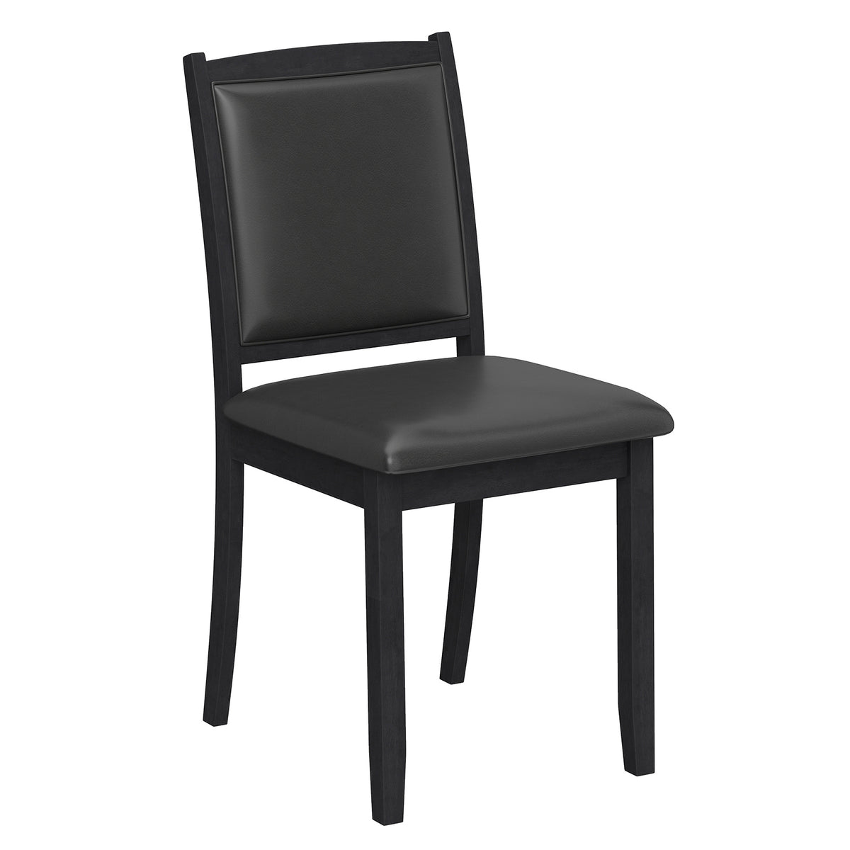 Wooden Dining Chair with Padded Seat and Backrest for Kitchen Dining Room-Black