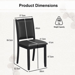 Wooden Dining Chair with Padded Seat and Backrest for Kitchen Dining Room-Black