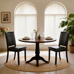 Wooden Dining Chair with Padded Seat and Backrest for Kitchen Dining Room-Black