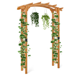 Wooden Garden Arch with Wide Top and Side Trellis for Climbing Plants-Orange
