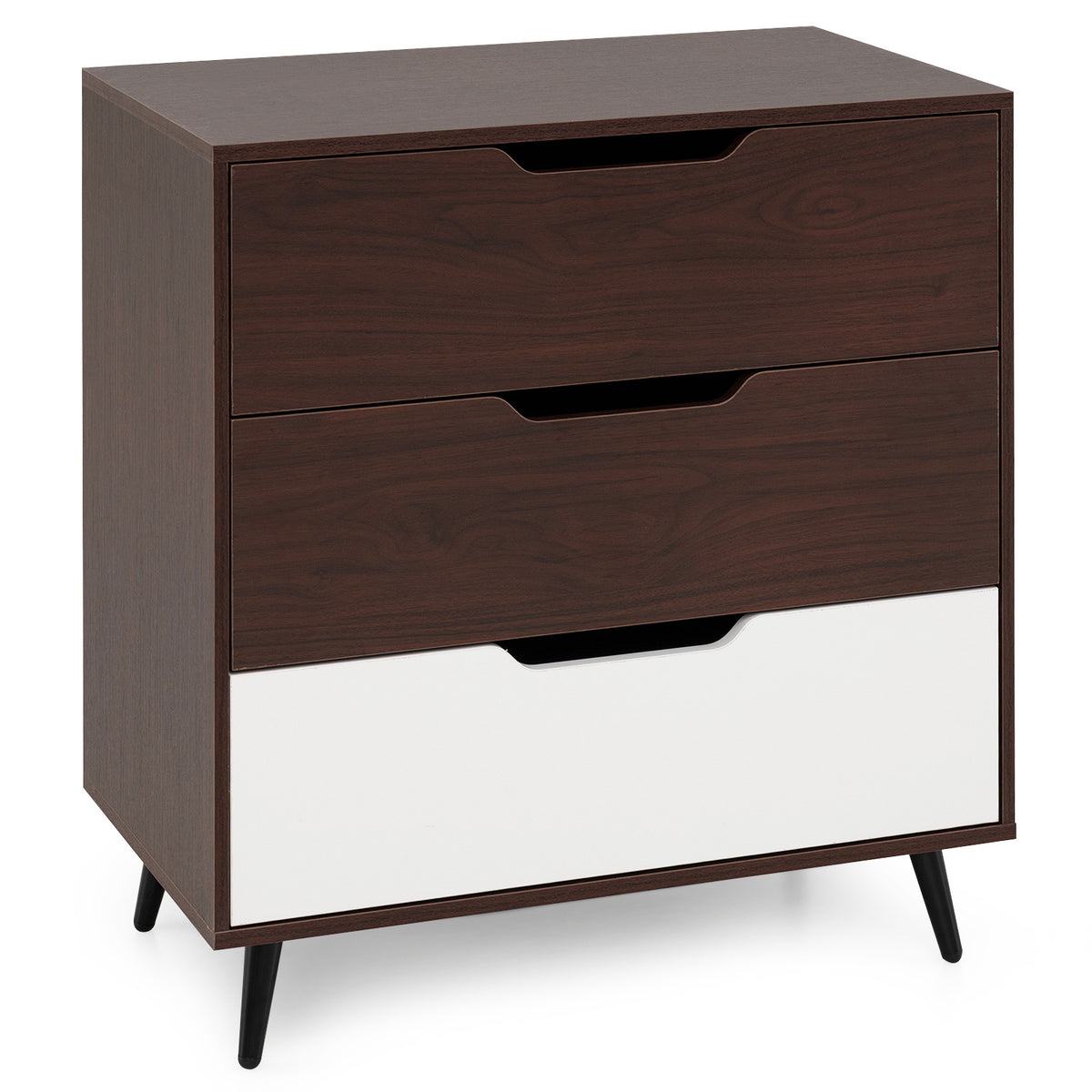 Wooden Nightstand with Anti Tipping Kits and Tall Storage for Living Room-Brown