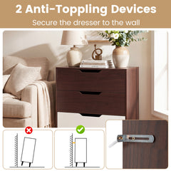 Wooden Nightstand with Anti Tipping Kits and Tall Storage for Living Room-Brown