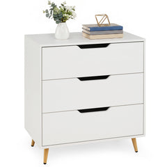 Wooden Nightstand with Anti Tipping Kits and Tall Storage for Living Room-White