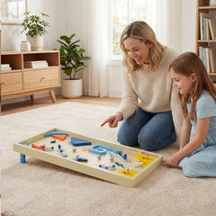 Wooden Pinball Machine Scoring Rotating Track Tabletop Game with 3 Balls