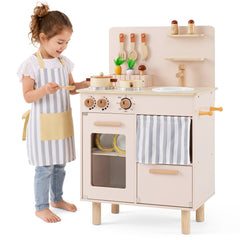 Wooden Play Kitchen Role-Play Gift for Girls and Boys Ages 3+-Beige