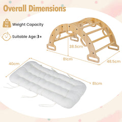 Wooden Rocking Climbing Arch with Cushion 3-in-1 Montessori Kids Climber Rocker-Natural