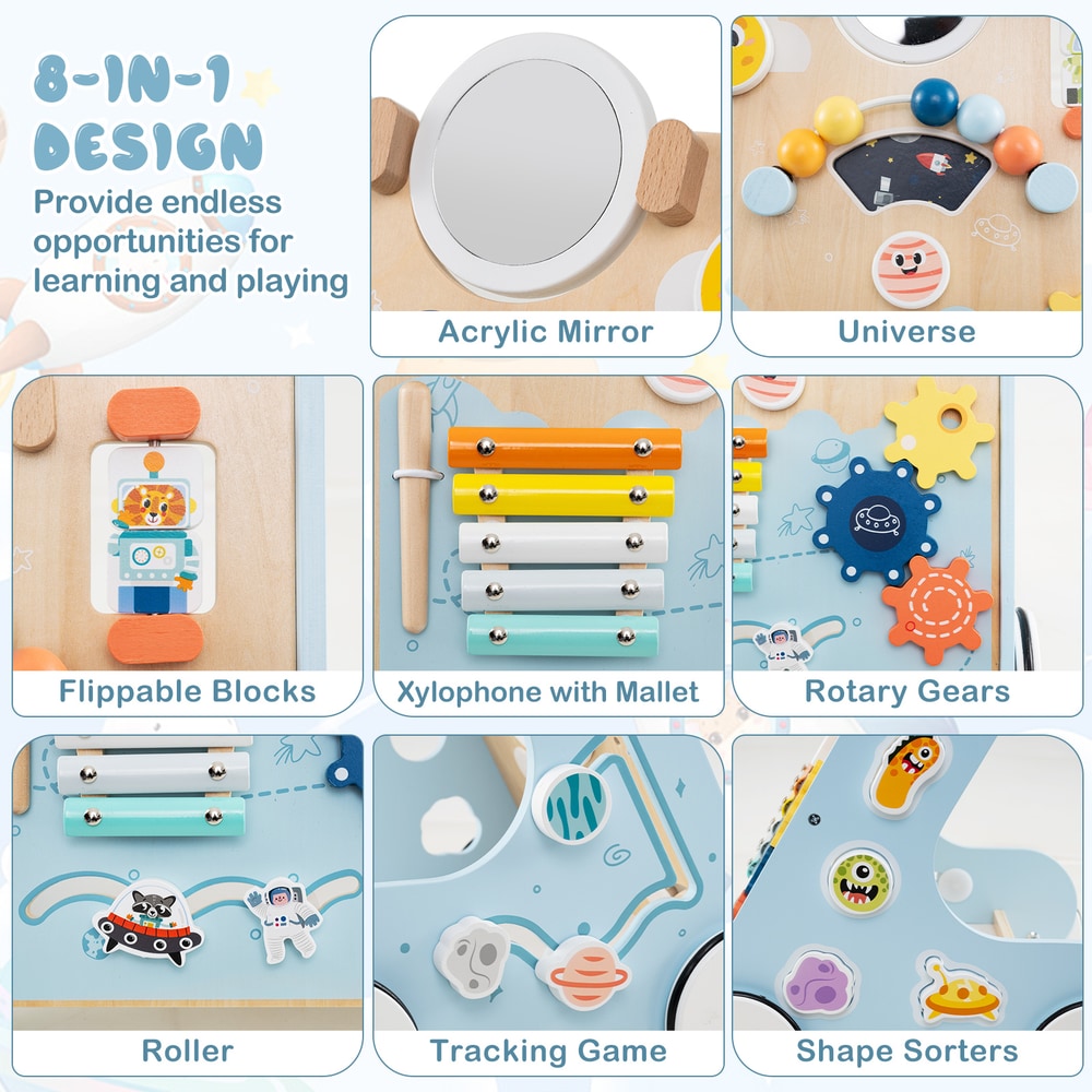Collage of different features of the baby walker