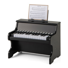 Wooden Kids Piano Keyboard 25 Keys Digital Piano with Music Stand Music Learning Gift for 3+ Kids-Black