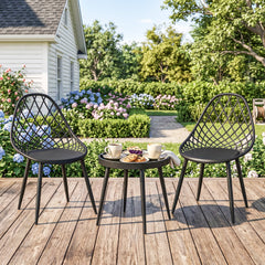 Outsunny 3-Piece Outdoor Bistro Set with 2 Chairs and Round Table for Garden, Balcony, Porch, Black