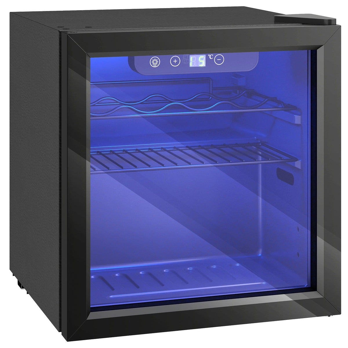 HOMCOM 12 Bottle Wine Cooler, 36 Litre Capacity, 4-16°C Under Counter Drinks Beer Wine Fridge with Glass Door, LED Light, Black